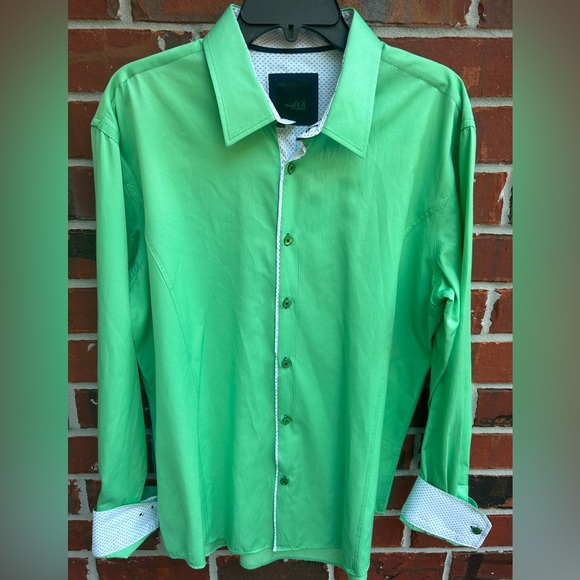 Eight X Premium Men’s Button Down Long Sleeve Light Green Dress Shirt XXL - Picture 5 of 5